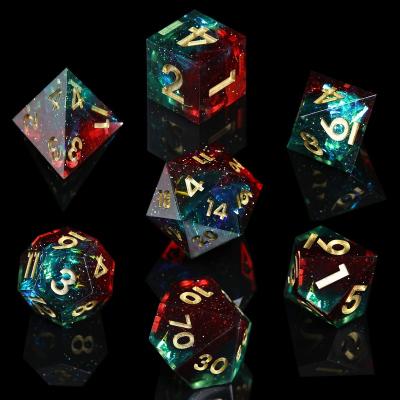 China Polyhedral Dice Set 7pcs Wholesale Resin Diamond 10 Sided Dice Custom d12 dice for 8 player dice game for sale