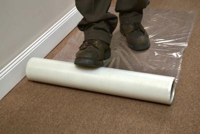 China 91.44cm 0.065mm Floor Temporary Protective Carpet Shield Self Adhesive Film Masking Cover for sale