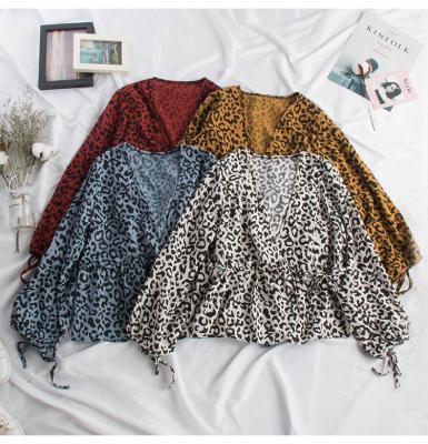 China Autumn Fall Fashion Breathable T-shirts Womens Ladies Leopard Print Long Sleeve Long Sleeve Top Blouse for sale