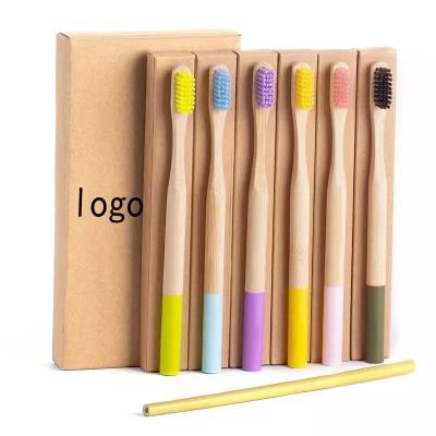 China Disposable Organic Colorful Bamboo Toothbrush Kids Wooden Toothbrush Toothbrush With Individual Box for sale