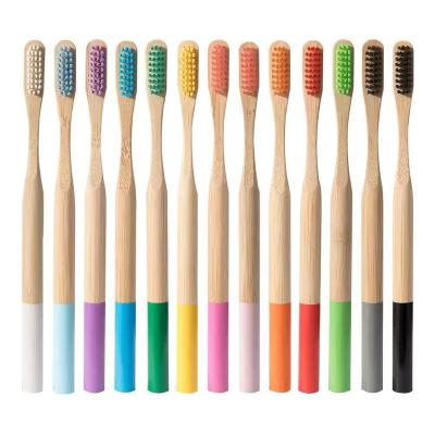 China Good Prices Disposable Colorful Logo Colorful Round Handle Custom Bamboo Toothbrush Kids Toothbrush Set Kids Brush Teeth for sale