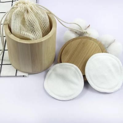 China OEM Soft Custom Organic Cotton Pads Reusable Bamboo Makeup Remover Pads With Mesh Bag for sale