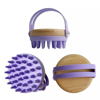 China EXFOLIATE Logo Bamboo Material Soft Silicone Teeth Scalp Massage Brush Soft Silicone Massage Brush Wholesale Custom Brush for sale