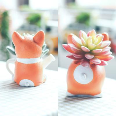 China Worlwide if the home creative zakka short-legged little corgi chases pot succulent desktop resin desktop pot for sale