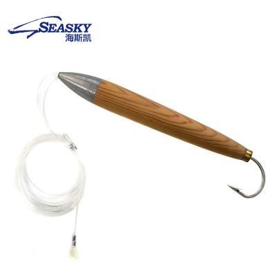 China Hotsale 6inch Seasky Wood Fishing Pencil Wood Snap Lure Baitsocean Wooden Artificial Groundbait Tackle For Striped Bass Tuna Fishing for sale