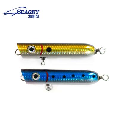 China Seasky Wood 56g 5.5inch Fishing Pencil Wood Snap Lure Artificial BaitSocean Wooden Groundbait Tackle For Striped Bass Tuna Fishing for sale