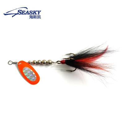 China Popular High Quality 44g 25cm Metal Feather Hook Treble Hook Spinner Groundbait Bucktail SKMM02-2 for sale