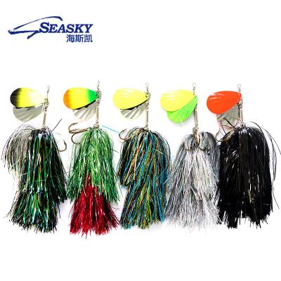 China Hot Selling Brass Edges Fishing Lures 96g Spinner Sequin Chatterbait For Musk Bait Magnum Braid for sale