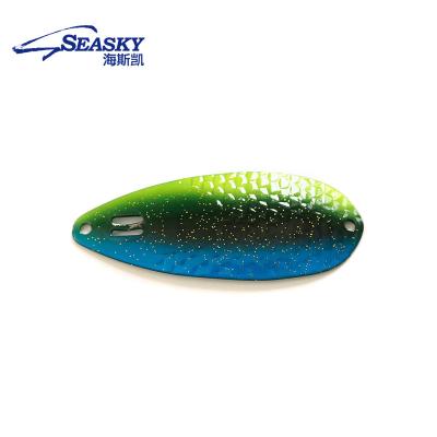 China 13.5g metal seasky spoon forged hookhigh triple split snap Mustad ring metal lure brass fishing lure for sale