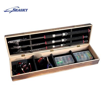 China Fishing Gift Set Fishing Tackle Gift Set Wooden Pole Lure Spinning Wheel Fishing Boxes for sale