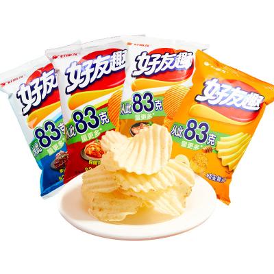 China Best Natural Selling Big Wave Deep Fried Potato Chips Crisps Puffed Snack Steak Flavor 83g Kimchi Flavor for sale