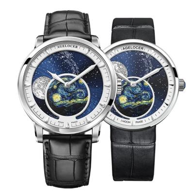 China Moon Phase Lover Mechanical Movement Watch Couples Best Selling Automatic Pairs Watches for sale