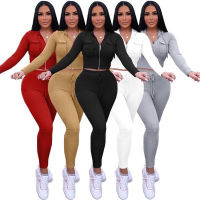 China Good Quality QUICK DRY Fitness Sports Wear 2 Pieces Pants Tracksuit Hoodie Women Jogging Sweatsuit Set for sale