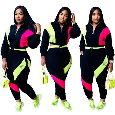 China QUICK DRY Design Fitness Fashion Wear 3 Colors Jogging Zipper Tracksuits Contrast Color Sweatsuits For Women for sale