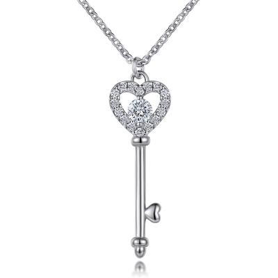 China Korean style moissanite silver wome/korean style 925 gold 18k chains fashion astrology necklace love heart clavicle key chain for sale