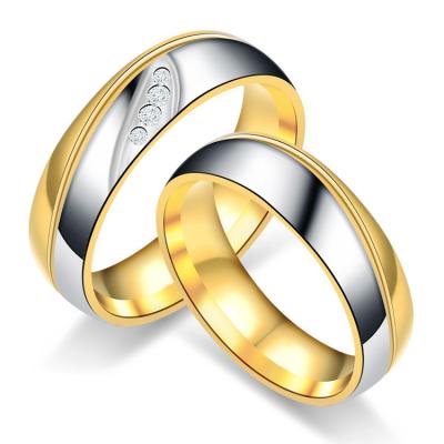 China Europe and America fashion statement stainless steel gold pavoi zircon minimalist rings non tarnish couples weding ring for sale