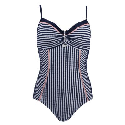 China Wholesale Plus Size Swimsuit Anti-UV Sexiest Shoulder Striped Swimsuit 2022 Women's for sale