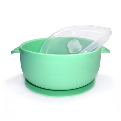 China Modern Mini Microwave Reusable Silicon Silicone Baby Food Cover Suction Feeding Bowl With Lid For Kids for sale