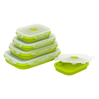 China Sustainable Collapsible Collapsible Food Storage Container Silicone Collapsible Lunch Box for sale