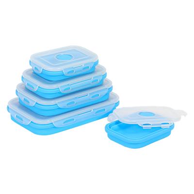 China Viable BPA Free Reusable Collapsible Food Box Foldable Food Storage Containers Collapsible Silicone Lunch Box for sale