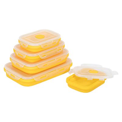 China Freezer Safe Collapsible Silicone Lunch Box Microwave And Silicone Collapsible Food Storage Containers for sale