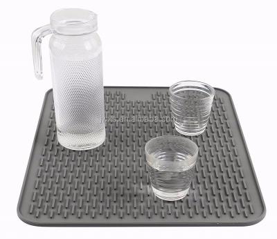 China Durable 2 In 1 Gray Kitchen Floor Silicone Roll Table Dish Self Drying Mat Dry Cup With Rack for sale