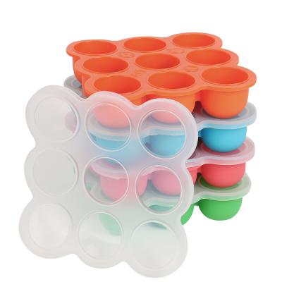 China Sustainable 9 Pod Silicone Baby Food Freezer Tray for sale