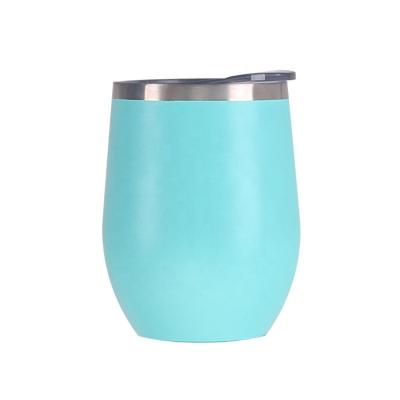 China Viable Wholesale Reusable Double Wall Vacuum Travel Stainless Steel Wine Glass Tumbler Insulated 12oz Wine Tumbler With Lid for sale