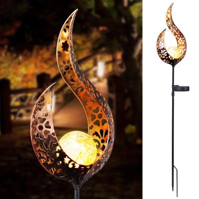 China Outdoor Hollow Path Solar LANDSCAPE Metal Flower Moon Stake Light Outdoor Garden Lawn Patio Yard for sale