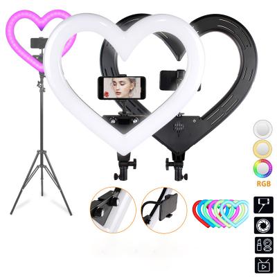 China Hot Selling Aluminum+ABS Amazon Tiktop 10 Inch All In One Mini Led Heart Ring Light Set Lamp With Tripod Stand Dimmable Selfie Ring for sale