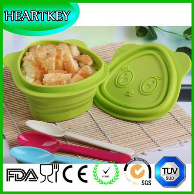 China Manufacturer Selling New Design Cat Silicone Collapsible Travel Foldable Bowl With Lid for sale