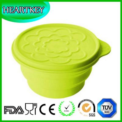 China Wholesale Foldable Lunch Box Silicone Travel Collapsible Bowl With Lid for sale