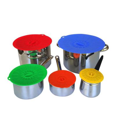 China Heat Resistant Colorful 5 Piece Set Instant Silicone Pot Lid Covers for sale