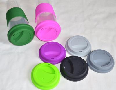 China Food Grade Silicone Cup Sleeve With Lid Set, Healthy Silicone Cover Lid and Wraps Silicone Mug Cup Lid Sleeve for sale