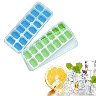 China Flexible Silicone Ice Cube Tray with Spill-Resistant Removable Lid for sale