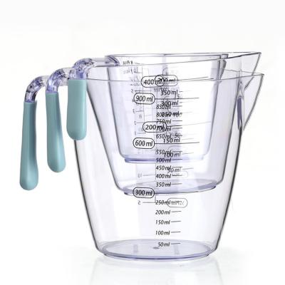 China BPA Free 3 Piece Plastic Measuring Cup Set with silicone handle for sale