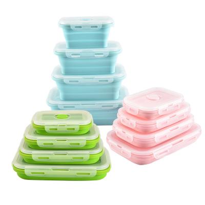 China Space Saving  Microwaver Dishwasher Freezer Safe BPA Free Silicone Collapsible Bowl Foldable Food Container for sale