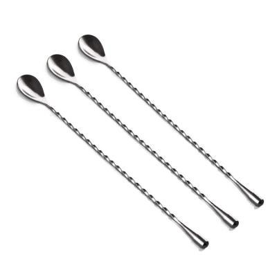 China 12 Inch Stainless Steel Twisted Mixing Shaker Muddler Cocktail Bar Spoon for sale