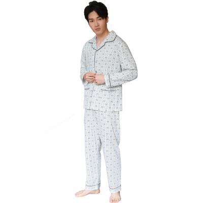 China Soft Custom Adult Mens Pajamas Print Knit 80% Cotton 20% Polyester Pajamas Set For Men for sale