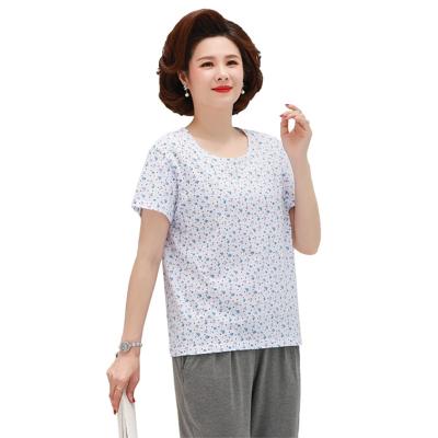 China Soft Red Floral Plus Size Shirts Sheath Short Ladies Blouses Fashion Women's Short Sleeve Knit for sale