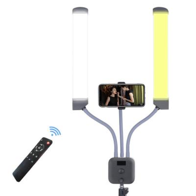 China 60W Dimmable Double Arm Led Video Flash Light Double Arm Led Fill Ring Light For Photographic Lighting for sale