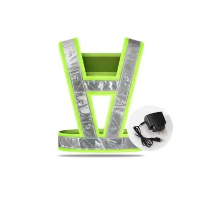 China INSTANT Hot Wholesale Custom Rechargeable Reflective Reflective Jacket Safety USB LED Logo LED Sale Running Gear Vest for sale