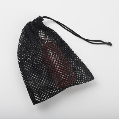 China Custom Logo Printed Nylong Mesh Soap Bag Black White Mesh Gift Cosmetic Bag for sale