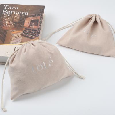 China Hot Sale Luxury Pink Suede Drawstring Gift Packaging Bag Suede Bangle Gemstone Jewelry Packaging Pouch for sale