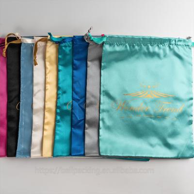 China Custom Logo Printed Satin Towel Bag Promotion Drawstring Towel Gift Packaging Bag for sale