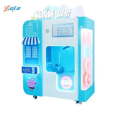 China low cost & 2022 newest prifit newest full automatic commercial cotton candy floss vending machine with coin bill credit card acceptor for sale