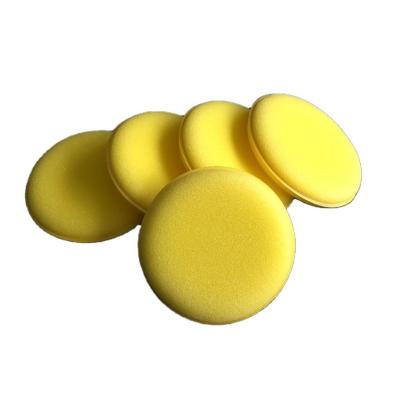 China Car Wax Sponge Pad White Pressing Unitary Coat Sponge Waxing Pads For Car Care Foam Applicator Yellow 10CM for sale