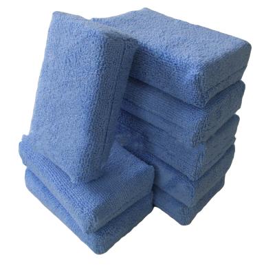 China Car Care Cleaning Customized Blue Microfiber Auto Cleaning Sponge Block For Car Washing And Coating for sale