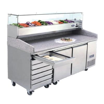 China Single-temperature China refrigeration equipment salad counter bar/cool sandwich, salad prep pizza counter/marble prep pizza fridge table for sale