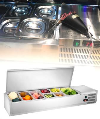 China Dual-temperature Countertop Salad Bar Display Fridge Cooler Restaurant Equipment for sale